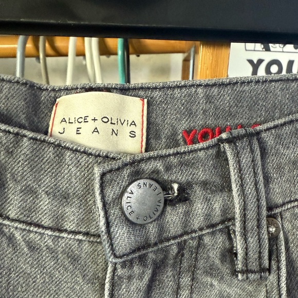 Alice + Olivia Amazing Distressed High Waist Raw Cuffed Boyfriend Jean - Picture 6 of 13